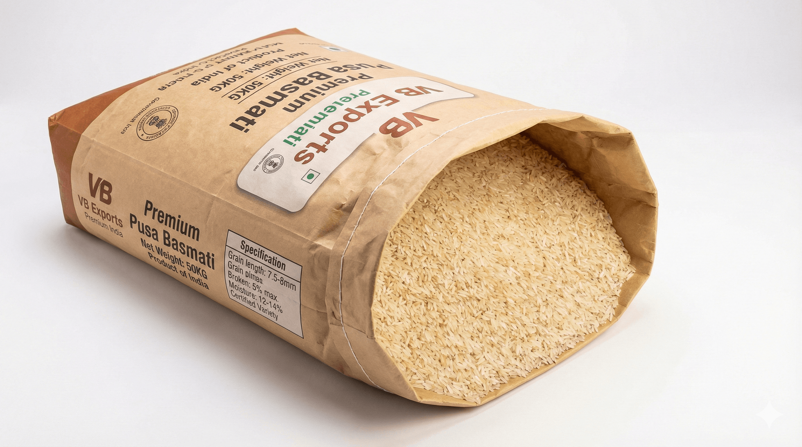 Pusa Basmati Rice - Aromatic Grain 7.0-7.5mm - Traditional Quality - Indian Rice Exporter | VB Exports